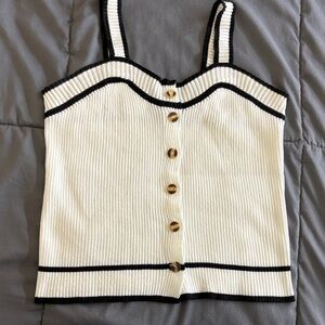 Elegant Cream and Black Button-Up Camisole